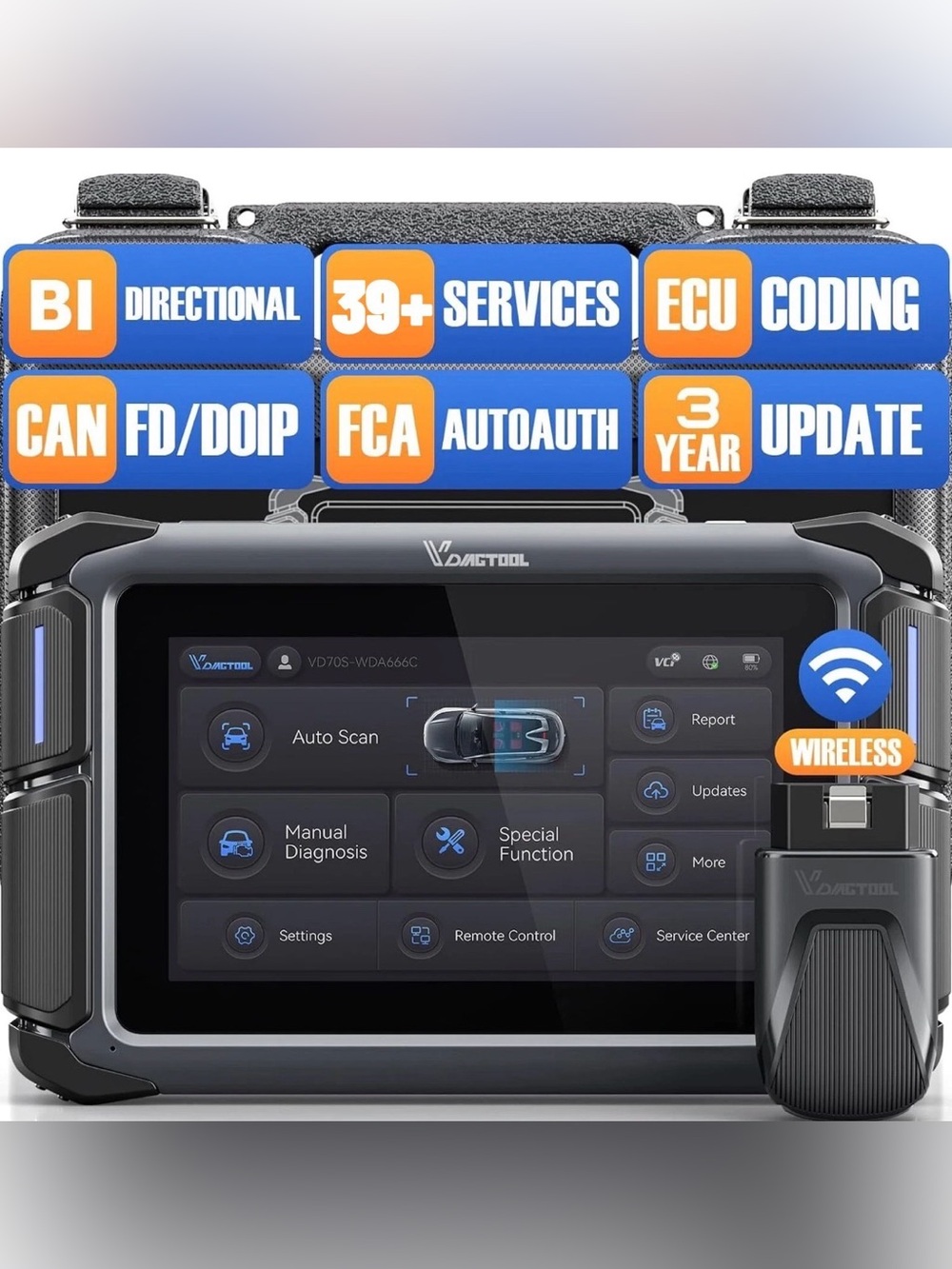 VDIAGTOOL VD70S OBD2 Bidirectional Scanner ALL System Diagnostic Tool ECU Coding